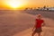 woman in Maspalomas Dunes of Gran Canaria