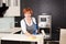 Woman mature cleaning kitchen