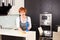 Woman mature cleaning kitchen