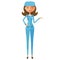 Woman medical doctor presenting flat cartoon vector illustration