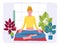 Woman Meditating Doing Yoga Pilates Illustration