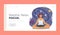 Woman Meditating Landing Page Template. Calm Female Character Doing Yoga Asana in Lotus Pose. Zen, Merging with Nature