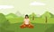 Woman meditation on nature. Yoga relaxation. Vector