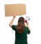 woman with megaphone protesting on demonstration