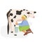 woman milks a cow on a white background. breeding cows. milking a cow. cow farming. vector flat.