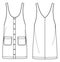 woman mini dress technical drawing with 2 pockets