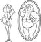 Woman mirror anorexia bw