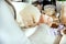 Woman mixing homemade bread