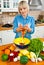 Woman mixing vegetables