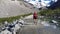 woman in Morteratsch glacier running
