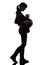 Woman mother walking baby silhouette