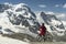 Woman with mountain bike on the Gornergrat in Zermatt, Switzerland