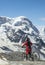 Woman with mountain bike on the Gornergrat in Zermatt, Switzerland