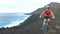 Woman Mountain Biking on Trail On Cliff By The Sea - Female Mountain Biker