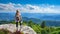 Woman on mountain top in North Carolina mountains