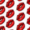 Woman mouth lipstick seampess pattern pop art