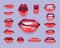 Woman mouth set. Red sexy lips expressing emotions