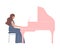Woman Musician Playing Grand Piano, Classical Music Performer Character with Musical Instrument Flat Style Vector