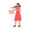 Woman Musician Playing Violin, Classical Music Performer Character with Musical Instrument Flat Style Vector