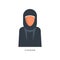 Woman in Muslim Chador headdress, female avatar in traditional Islamic clothing vector Illustration on a white