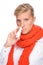 Woman with nasal spray