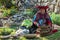 Woman with natural dyes peruvian Andes Cuzco Peru