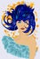 woman with navy blue hair,