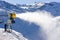 Woman near a snow cannon