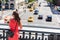 Woman in New York watching street from High Line