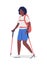 Woman on nordic walk semi flat color vector character