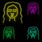 Woman, nose, Rhinoplasty neon color set icon. Simple thin line, outline vector of anti age icons for ui and ux, website or mobile