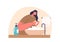 Woman with Obsessive-compulsive Disorder, Ritualistically Washing Hands, Driven By Relentless Fear, Vector Illustration