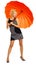 Woman with orange umbrella