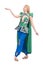 The woman in oriental green clothing isolated on