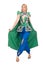 The woman in oriental green clothing isolated on