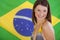 Woman over brazilian flag