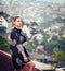 Woman overlooking the city view, Dalat, Vietnam