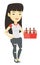 Woman with pack of beer vector illustration.