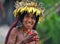 The woman of a Papuan tribe in traditional clothes and coloring