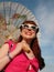 Woman with parasol in 1950\'s style