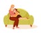 Woman Parent Supporting Girl Daughter Embracing Her Sitting on Sofa Vector Illustration