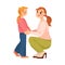 Woman Parent Supporting Girl Daughter Holding Her Hands Consoling Her Vector Illustration