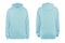 Woman pastel blue blank hoodie template,from two sides, natural shape on invisible mannequin, for your design mockup for print, is