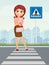 Woman on the pedestrian crossing