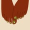 Woman pedicure design. Cartoon female feet fingers colorful polished nails, leg treatment concept. Vector illustration