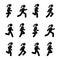 Woman people various running position. Posture stick figure. Vector illustration of posing person icon symbol sign pictogram.