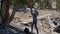 A woman photographer in the Ancient Bristlecone Pine forest of the White Mountains of California