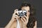 Woman Photographer Camera Focus Photography Concept