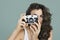 Woman Photographer Camera Focus Photography Concept