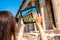 Woman photographing Hephaistos temple in Agora